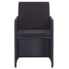 vidaXL 15 Piece Outdoor Dining Set with Cushions Poly Rattan Black
