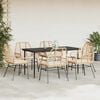 vidaXL 7 Piece Garden Dining Set with Cushions Brown Poly Rattan Glass