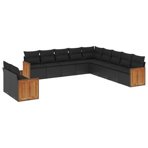 vidaXL 12 Piece Garden Sofa Set with Cushions Black Poly Rattan