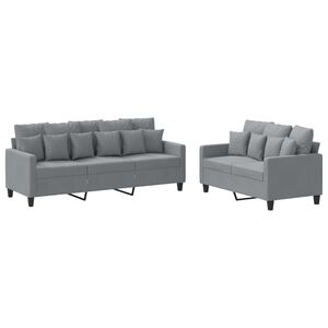 vidaXL 2 Piece Sofa Set with Cushions Light Grey Fabric