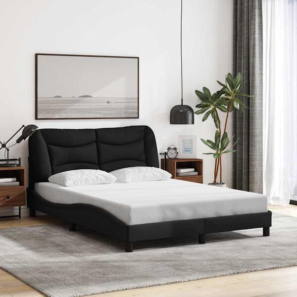 vidaXL Bed Frame without Mattress "Hvar" Black 137x190 cm Double Fabric