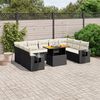 vidaXL 10 Piece Garden Sofa Set with Cushions Black Poly Rattan