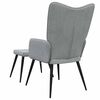 vidaXL Relaxing Chair with a Stool Light Grey Fabric