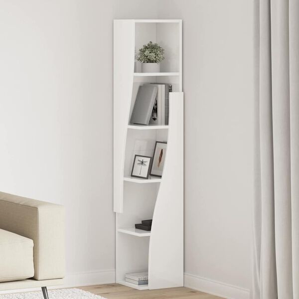 vidaXL Corner Cabinet High Gloss White 27.5x27x140cm Engineered Wood