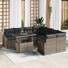 vidaXL Garden Sofa Set with Storage 9 pcs Grey Poly rattan