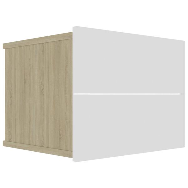 vidaXL Bedside Cabinets 2 pcs White and Sonoma Oak 40x30x30 cm Engineered Wood