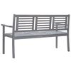 vidaXL 3-Seater Garden Bench with Cushion 150 cm Grey Eucalyptus Wood