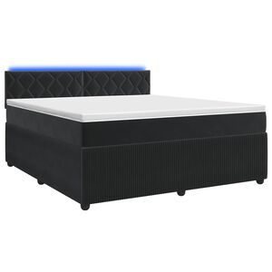 vidaXL Box Spring Bed with Mattress and LED Black 140 x 190 cm Velvet