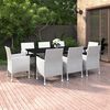 vidaXL 9 Piece Garden Dining Set with Cushions Poly Rattan and Glass