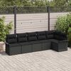 vidaXL Garden Sofa Set with Cushion 6 pcs Black Poly Rattan