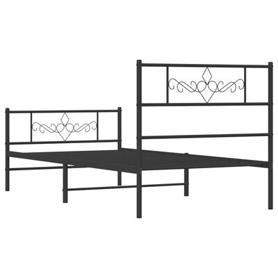vidaXL Metal Bed Frame with Headboard and Footboard Black 90x190 cm Single