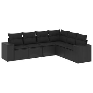 vidaXL 6 Piece Garden Sofa Set with Cushions Black Poly Rattan