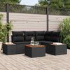 vidaXL Garden Sofa Set with Cushion 4 pcs Black Poly Rattan