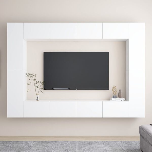 vidaXL 8 Piece TV Cabinet Set White Engineered Wood