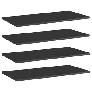 vidaXL Bookshelf Boards 4 pcs High Gloss Black 80x40x1,5 cm Engineered Wood