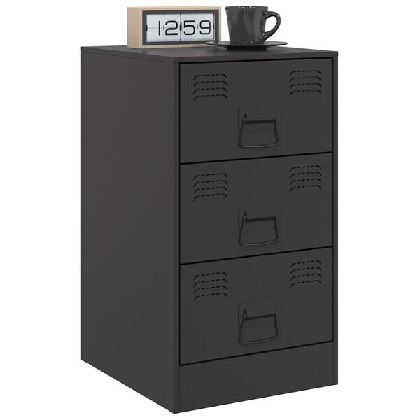vidaXL Bedside Cabinets 2pcs Black 34.5x39x62 cm Steel