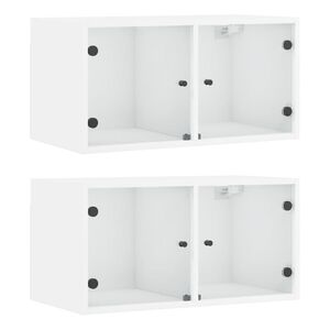 vidaXL Wall Cabinets with Glass Doors 2 pcs White 68.5x37x35 cm