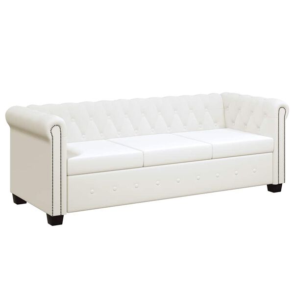 vidaXL Chesterfield 3-Seater Artificial Leather White