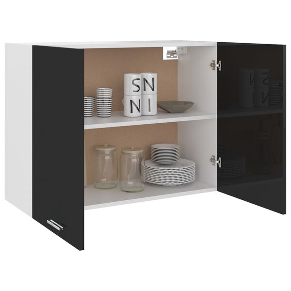vidaXL Hanging Cabinet Lyon High Gloss Black 80x31x60 cm Engineered Wood
