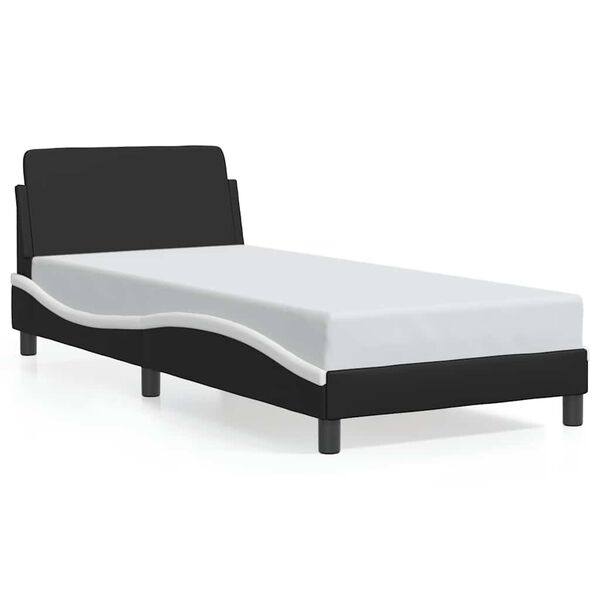 vidaXL Bed Frame "Dover" Black&White 90x190 cm Faux Leather