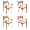 vidaXL Garden Chairs 4 pcs with Cream White Cushions Solid Teak Wood