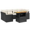 vidaXL 7 Piece Garden Sofa Set with Cushions Black Poly Rattan