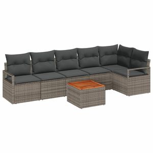 vidaXL Garden Sofa Set 7 pcs Grey Poly Rattan