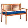 vidaXL 2-Seater Garden Bench with Cushion 120 cm Solid Eucalyptus Wood
