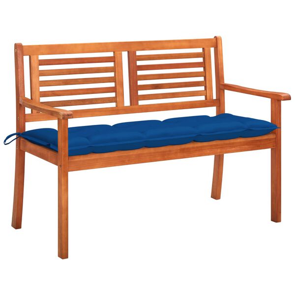 vidaXL 2-Seater Garden Bench with Cushion 120 cm Solid Eucalyptus Wood