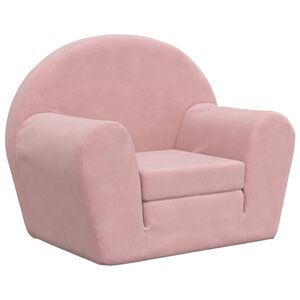 vidaXL Kids' Sofa Bed Pink Soft Plush