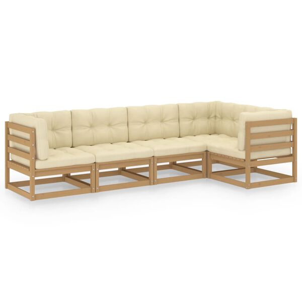vidaXL 5 Piece Garden Lounge Set with Cushions Solid Pinewood