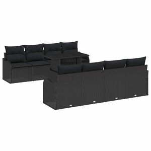 vidaXL Garden Sofa Set 9 pcs 8-Seater Black Poly Rattan