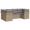 vidaXL 6 Piece Garden Sofa Set with Cushions Beige Poly Rattan