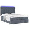 vidaXL Ottoman Bed with Mattresses & LEDs Dark Grey Double Velvet