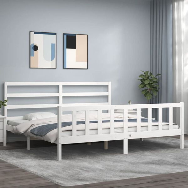 vidaXL Bed Frame without Mattress White Solid Wood Pine