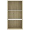 vidaXL 3-Tier Book Cabinet White and Sonoma Oak 60x30x114 cm Engineered Wood