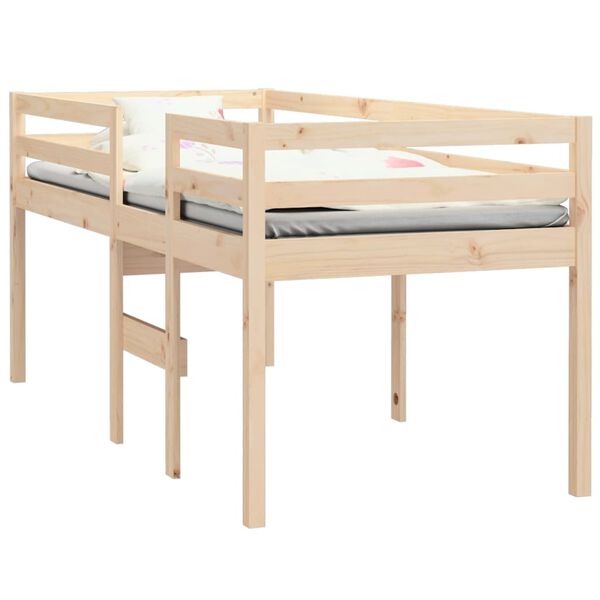 vidaXL High Sleeper Bed without Mattress 90x190 cm Single Solid Wood Pine