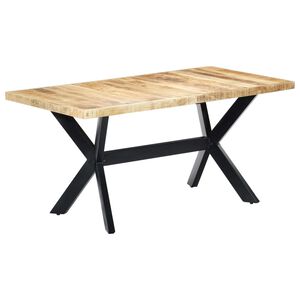 vidaXL Dining Table | Natural Wooden | Solid rough mango wood | 160 x 80 x 75 cm