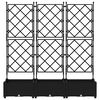vidaXL Garden Planter 3 pcs Black 120 x 40 x 125.5 cm Steel