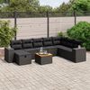 vidaXL 9 Piece Garden Sofa Set with Cushions Black Poly Rattan
