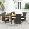 vidaXL 5 Piece Garden Dining Set with Cushions Black Poly Rattan