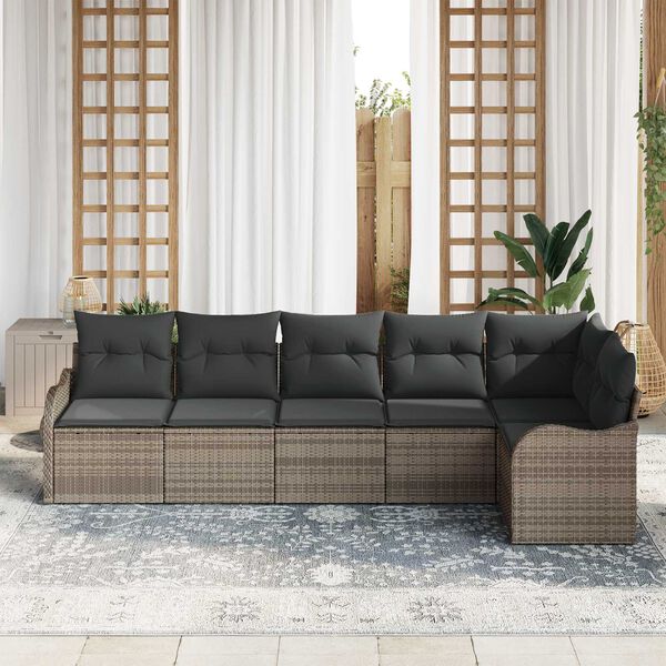 vidaXL Garden Sofa Set Grey Poly Rattan