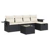 vidaXL 6 Piece Garden Sofa Set with Cushions Black Poly Rattan