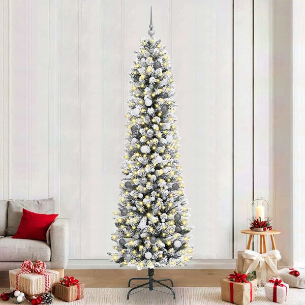 vidaXL Artificial Christmas Tree with 300 LEDs with Stand White 240 cm