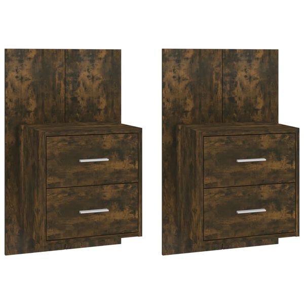vidaXL Wall-mounted Bedside Cabinets 2 pcs Smoked Oak