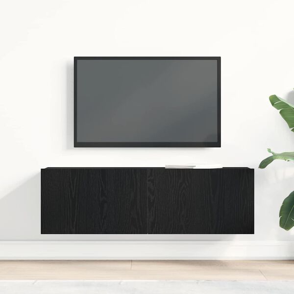 vidaXL TV Cabinet Black Oak 100 x 30 x 30 cm Engineered Wood