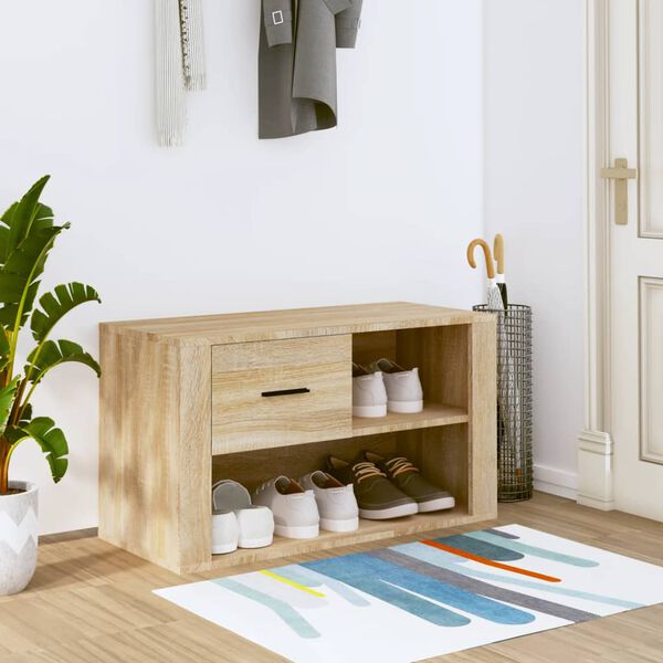 vidaXL Shoe Cabinet Sonoma Oak 80x35x45 cm Engineered Wood