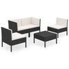 vidaXL 5 Piece Garden Lounge Set with Cushions Poly Rattan Black