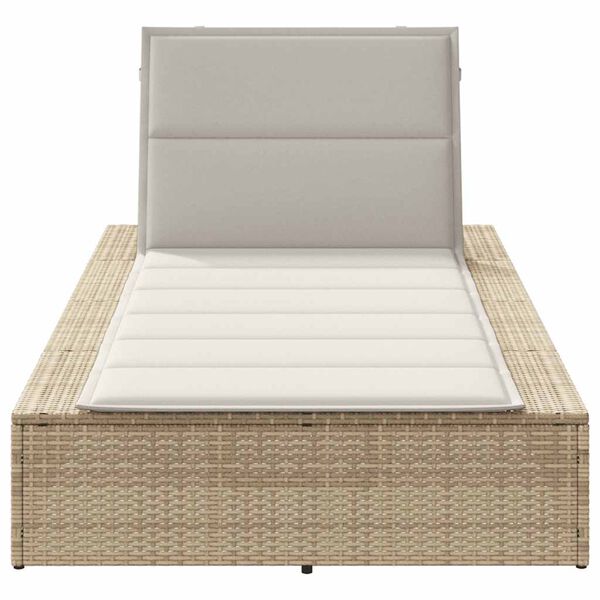 vidaXL Sunbed with Floating Cushion Beige Poly Rattan