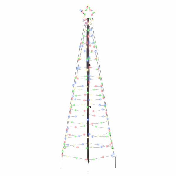 vidaXL LED Christmas Tree with Ground Spikes Multicolour 250 cm Iron